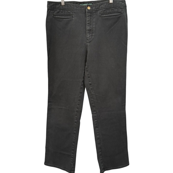 Lauren Jeans Co. Ralph Lauren Women’s Size 14 Black Straight Leg Stretch Pants - Picture 1 of 6